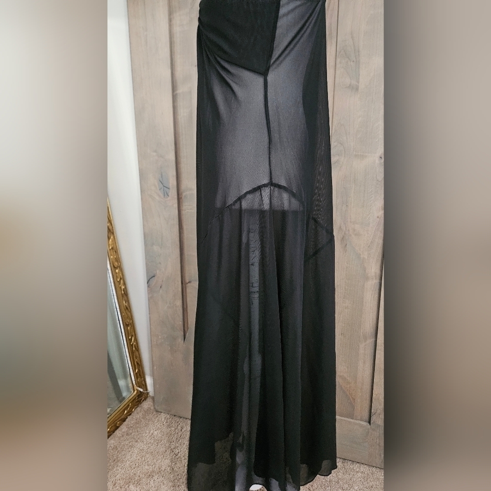 ZARA Tulle Mesh Asymmetrical Slip Dress In Black. Size Medium - Picture 16 of 16